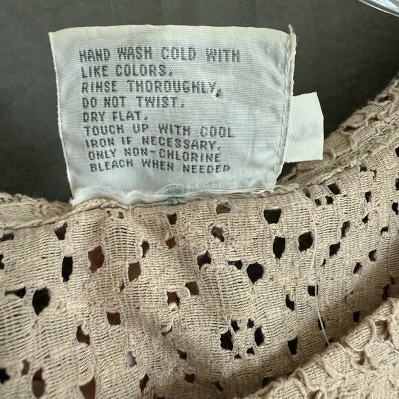 Vintage Pierre Cardin Eyelet Lace Top Parisian Casual Taupe Cotton Nylon Women M - Picture 5 of 10